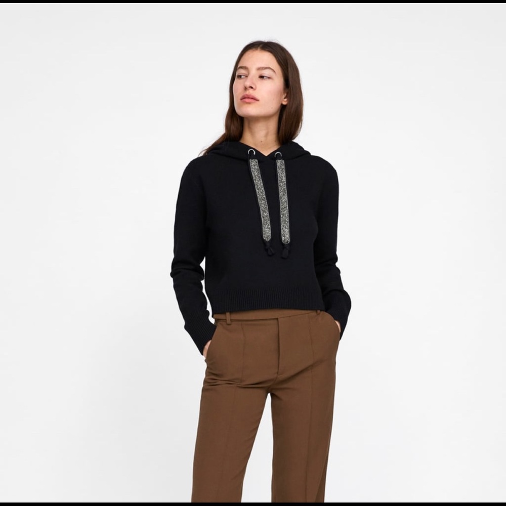 Zara Knit Sweatshirt with Sparkly Stripes